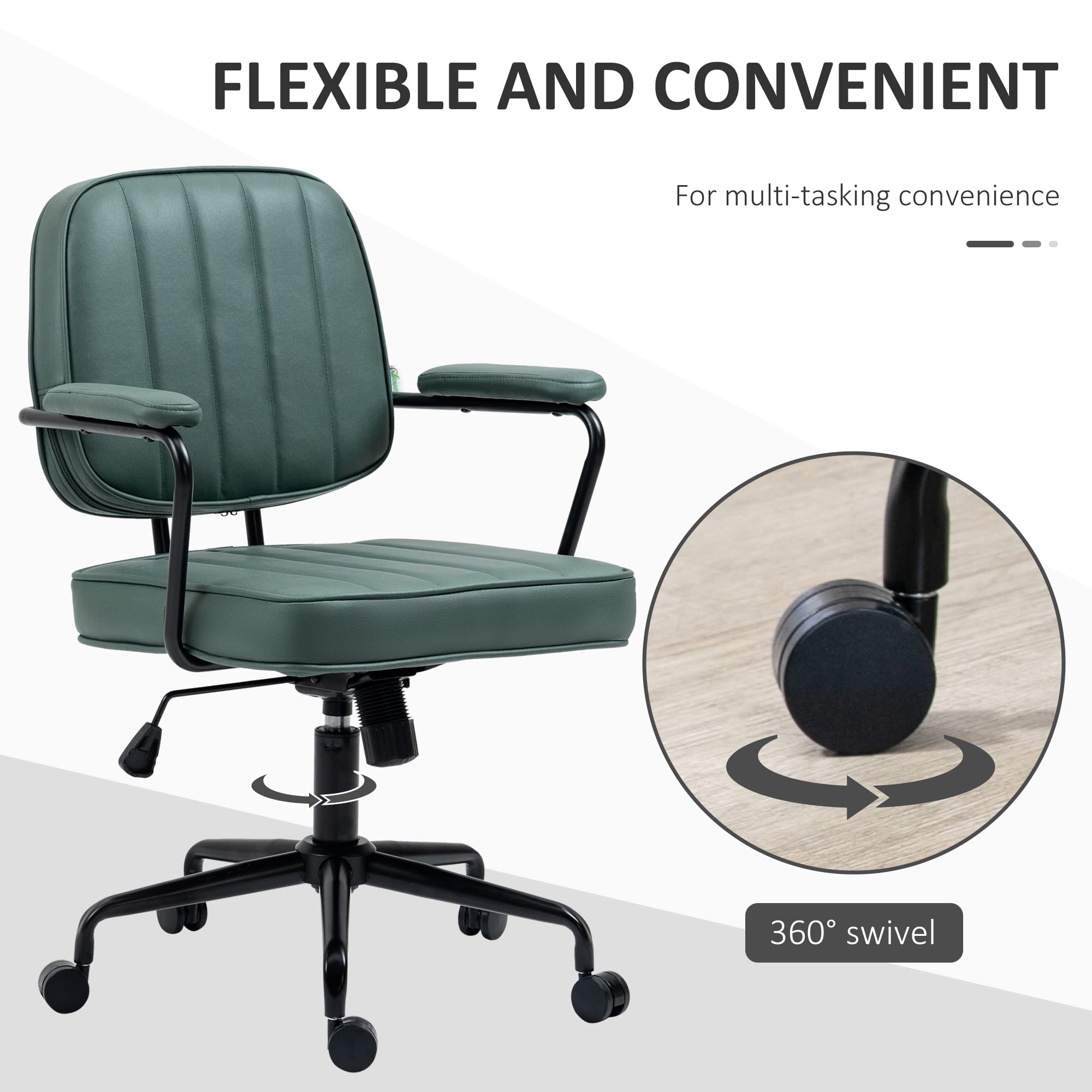 Microfiber Computer Desk Chair with Swivel Wheels and Adjustable Height