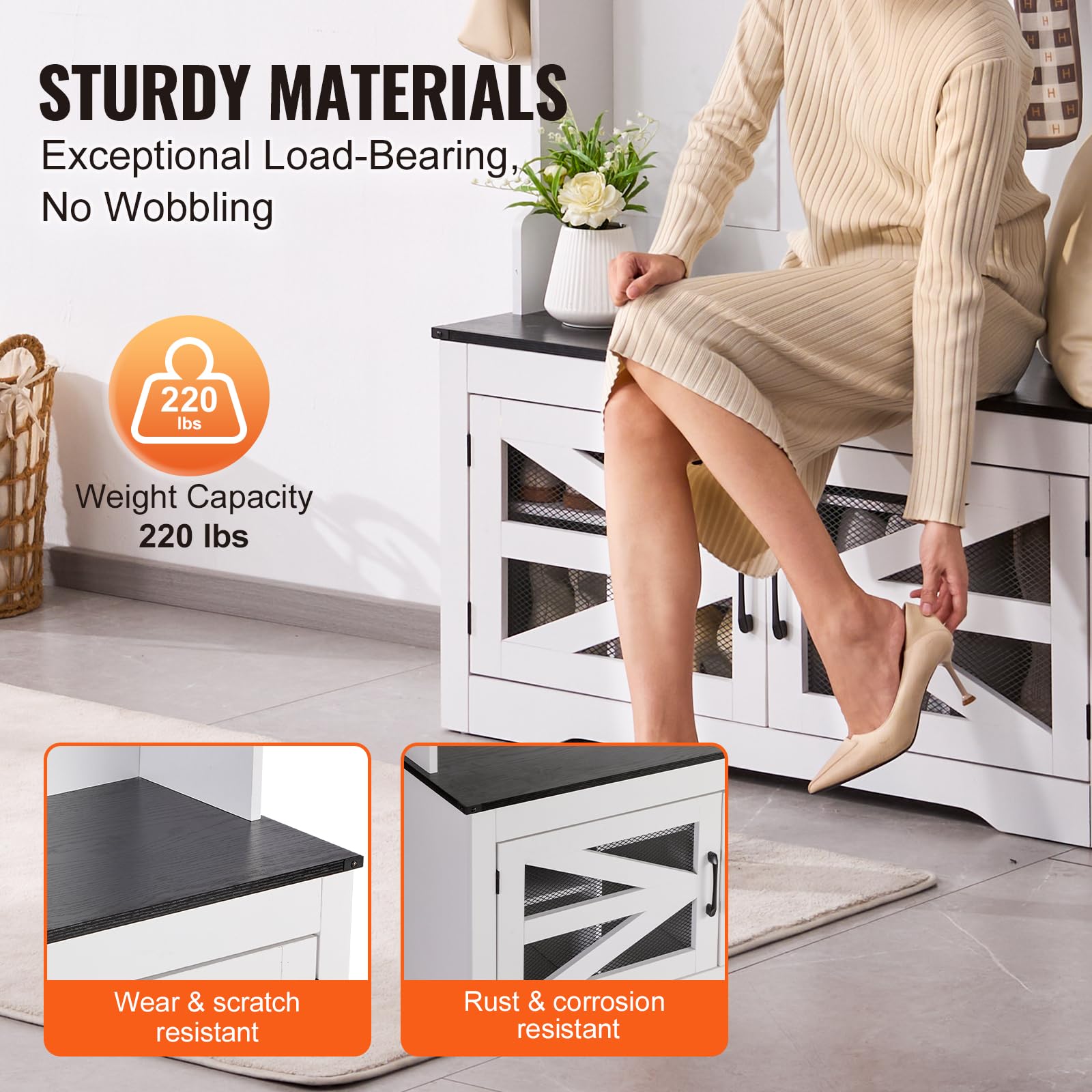 Hall Tree Entryway Bench with LED Coat Rack