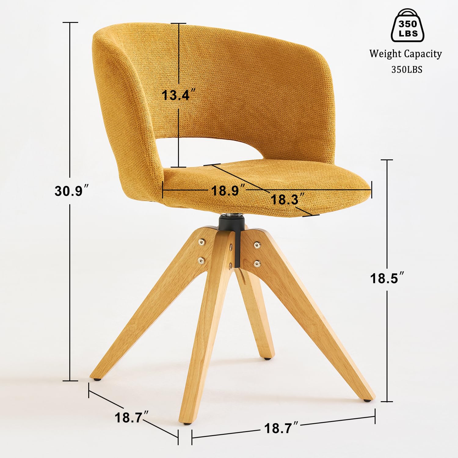 Mid-Century Modern Swivel Accent Chair with Oak Wood Legs
