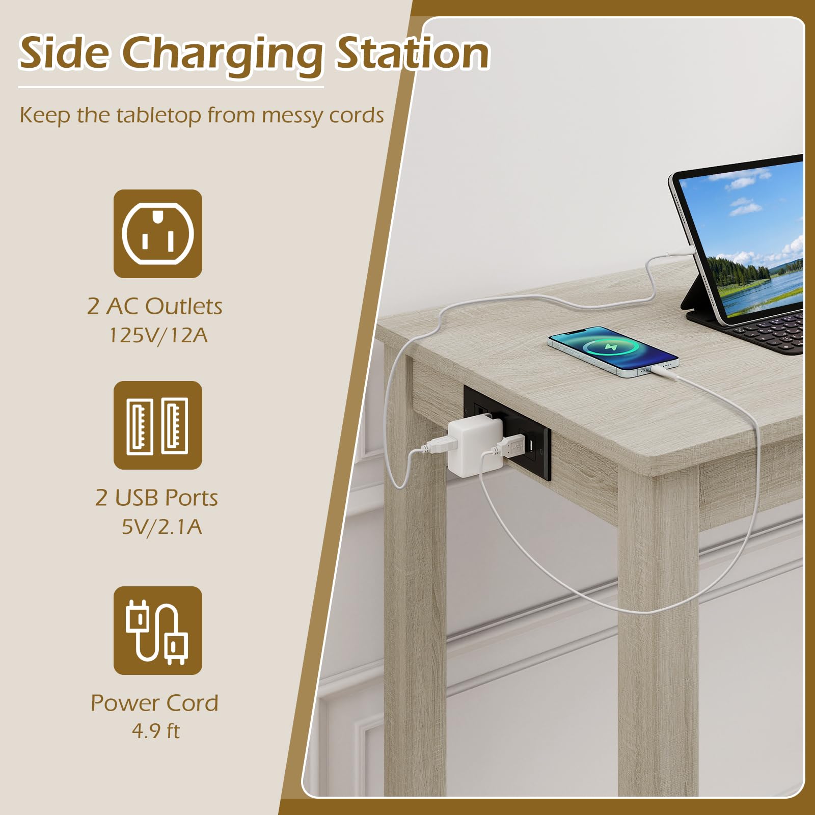 4-Piece Counter Height Dining Set with Charging Station