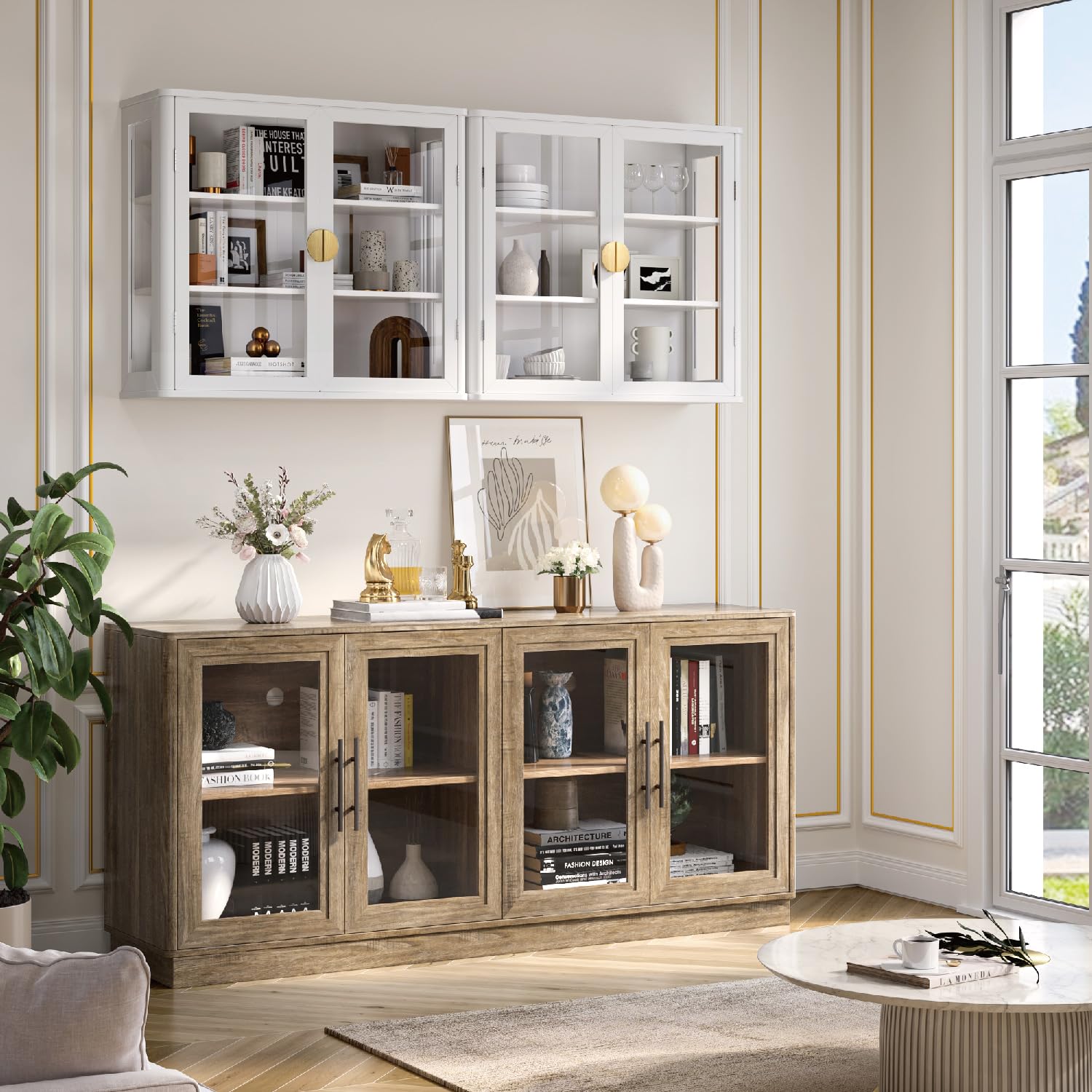63" Buffet Cabinet with Glass Doors