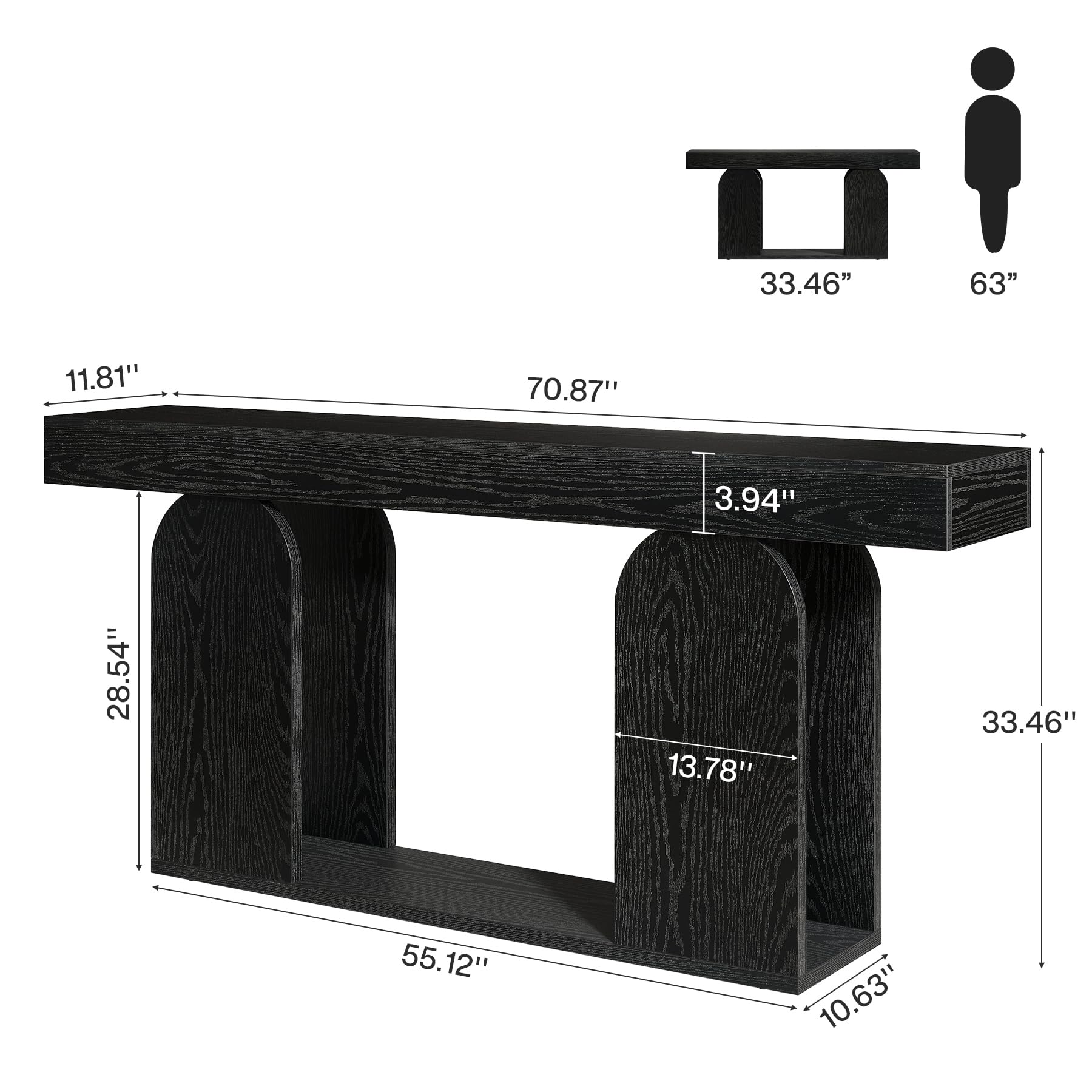 70.9-Inch Extra Long Console Table with Storage Shelf