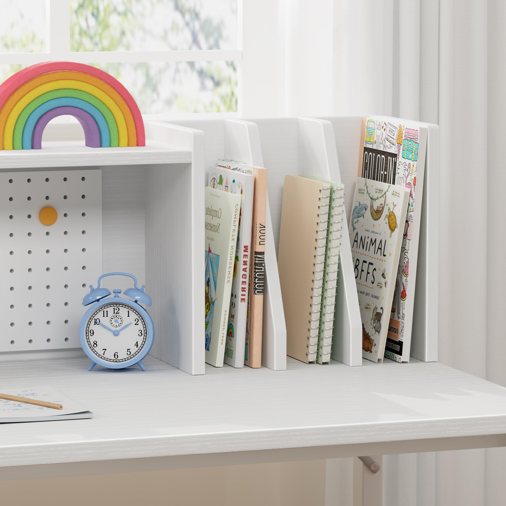 Kids Desk and Chair Set with Hutch and Pegboard