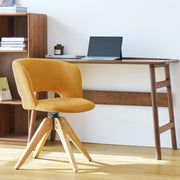 Mid-Century Modern Swivel Accent Chair with Oak Wood Legs