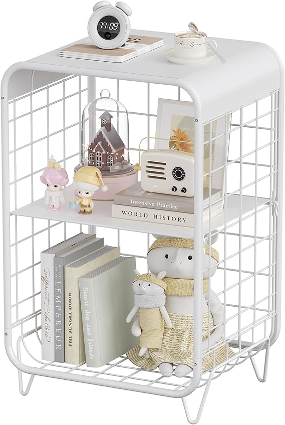 3-Tier Metal Side Table with Storage