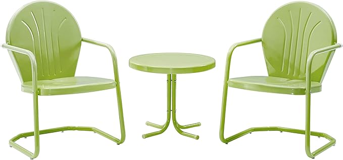 3-Piece Metal Outdoor Bistro Set with Chairs and Side Table