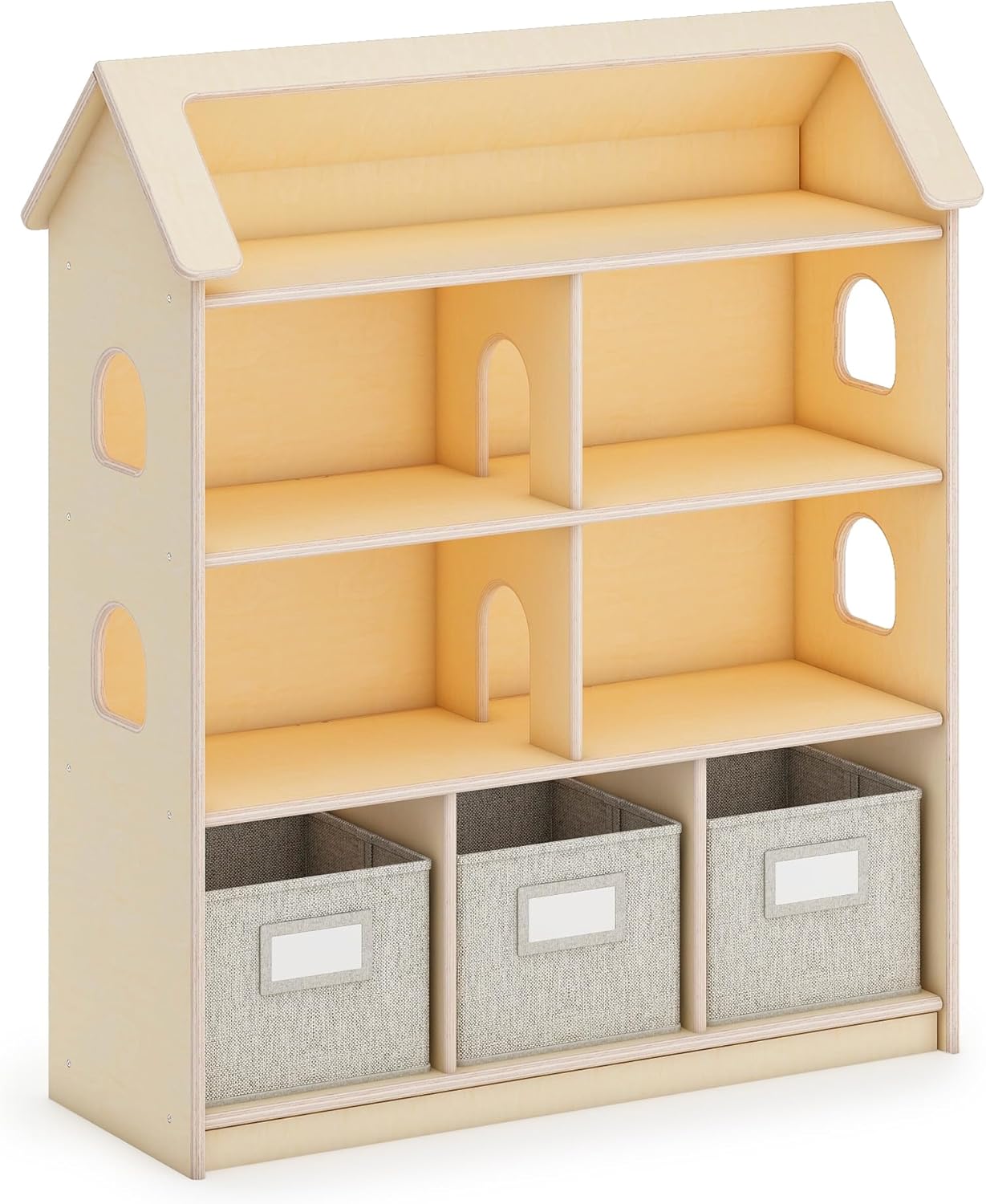 Dollhouse Bookcase with Storage Bins
