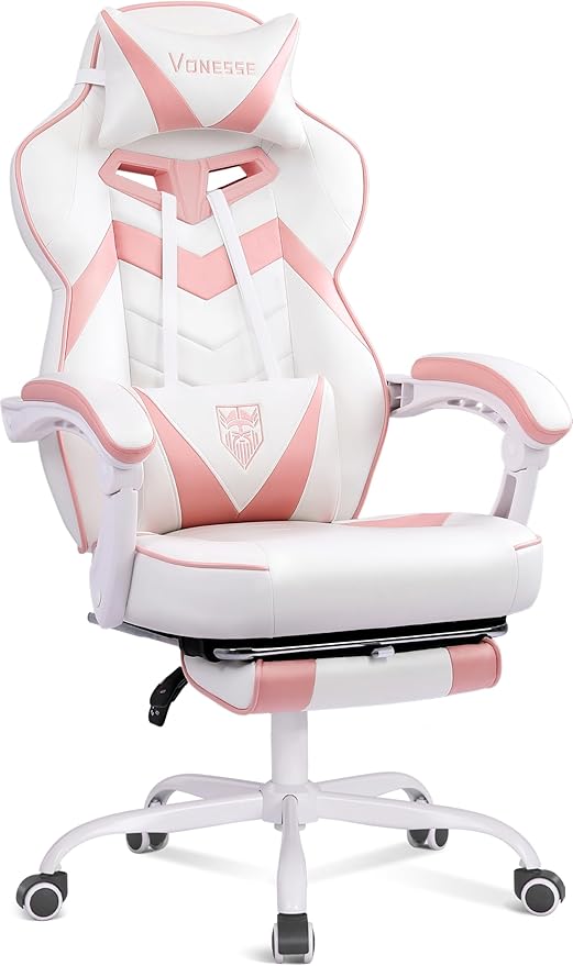 Ergonomic Gaming Chair with Massage and Footrest