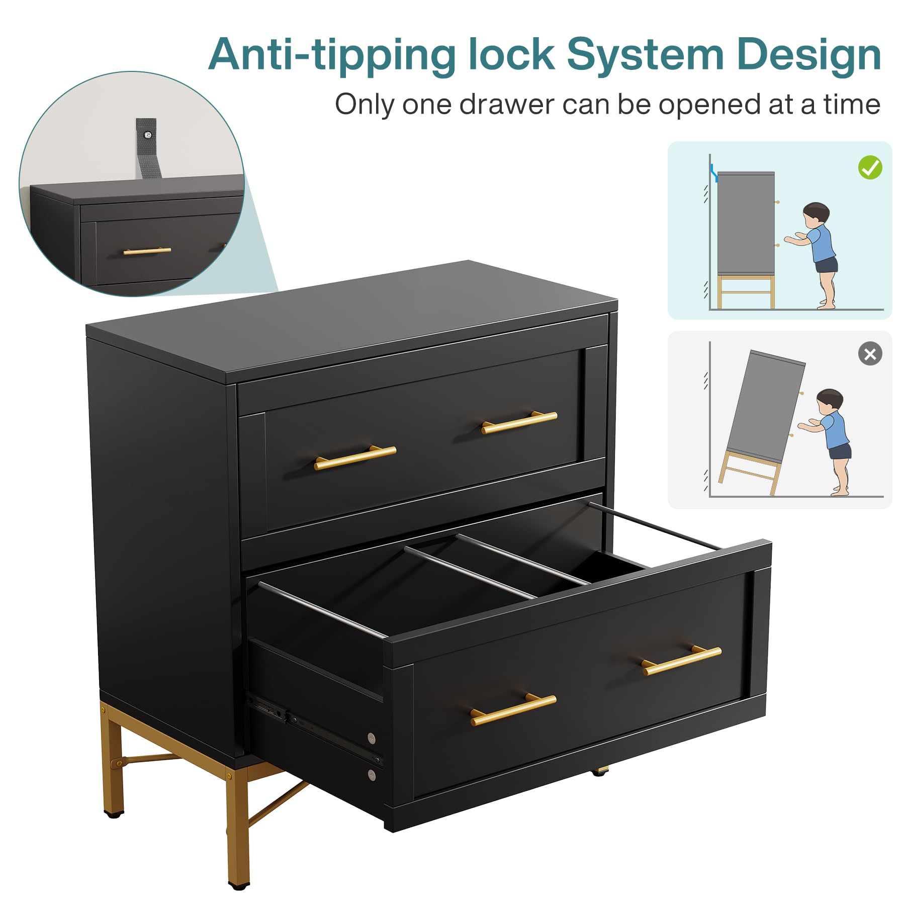 2 Drawer Lateral Filing Cabinet with Printer Stand