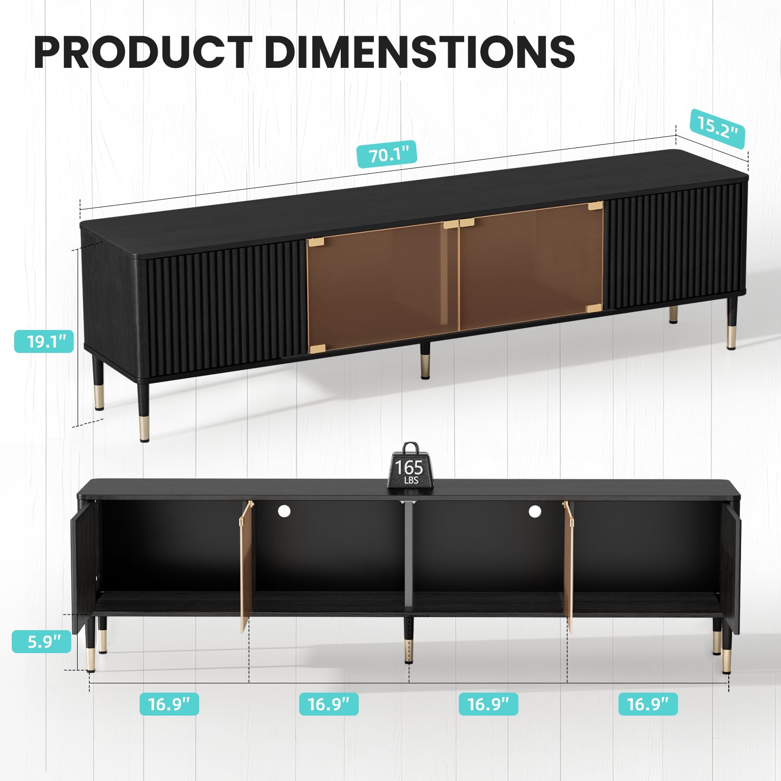TV Stand with LED Lighting and Storage