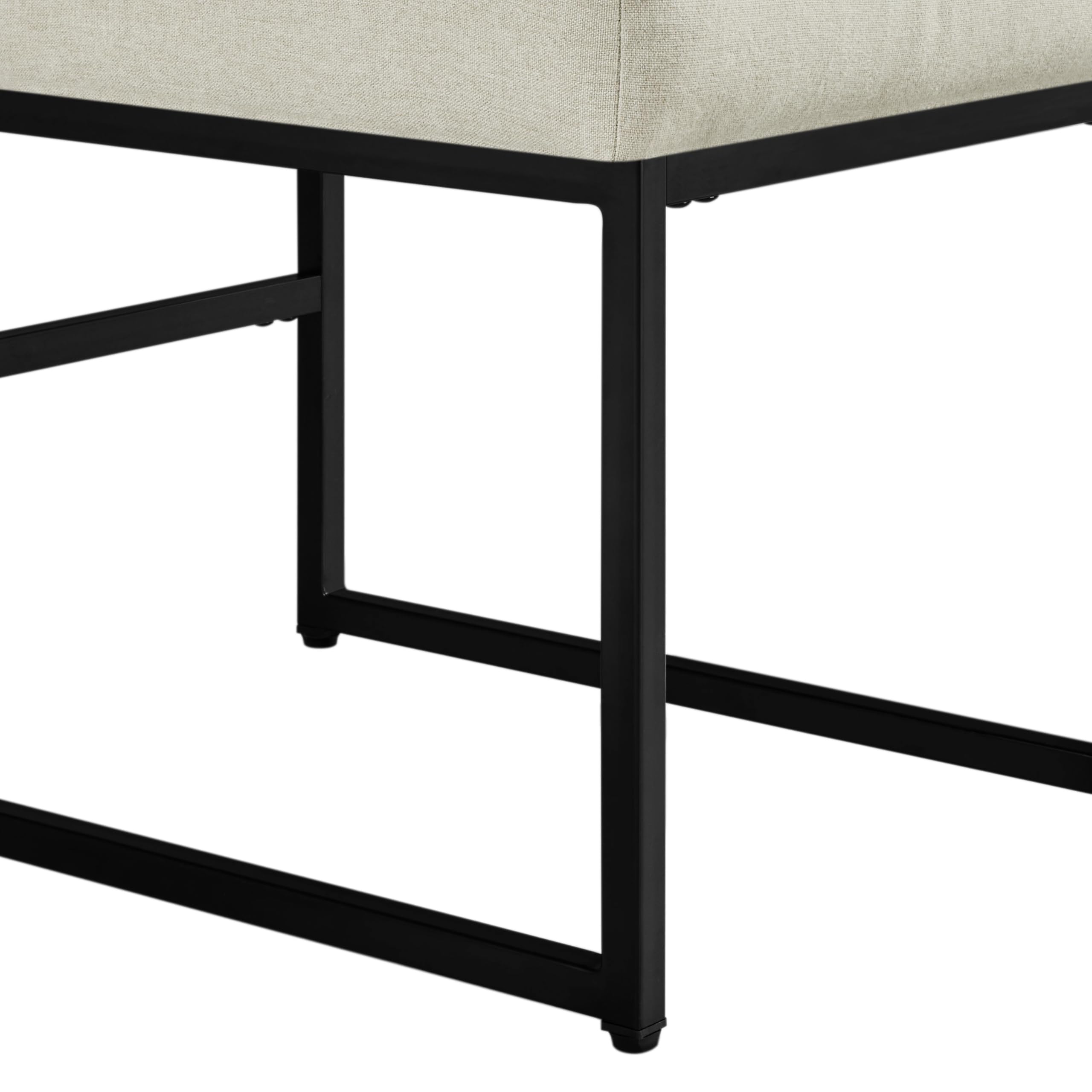 Upholstered Dining Chairs Set of 2 - Mid Back Padded Seat with Metal Legs