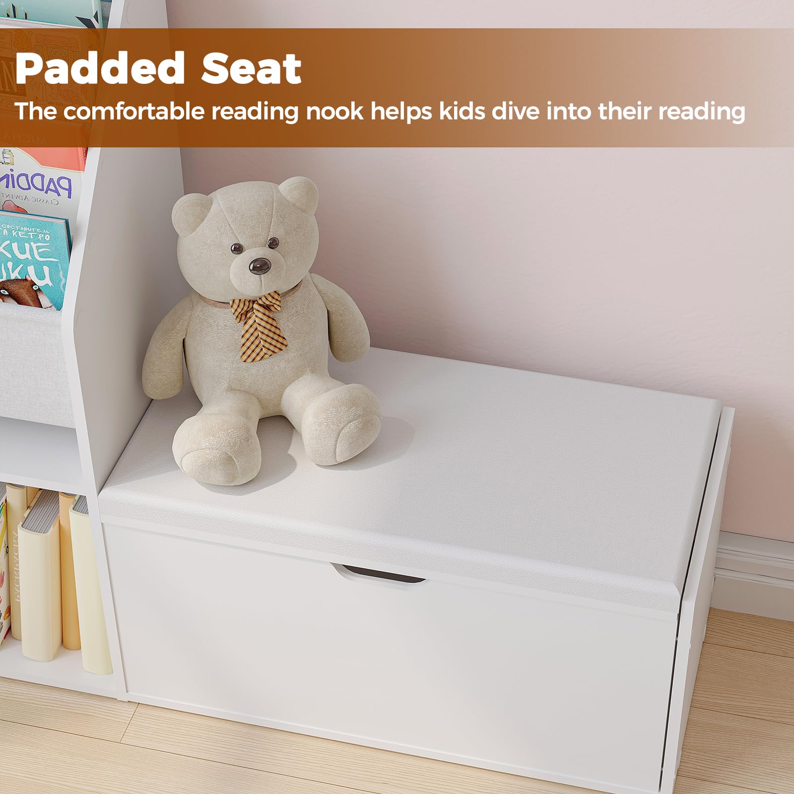 Kids Bookshelf with Reading Nook and Storage