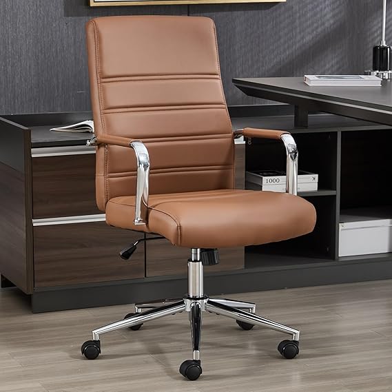 Executive Leather Office Chair with Wheels