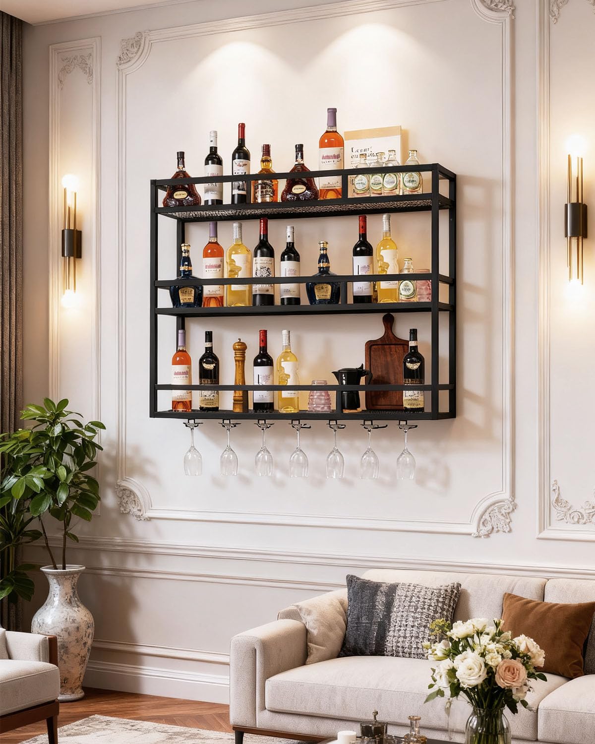 Wall Mounted Wine Rack with LED Light