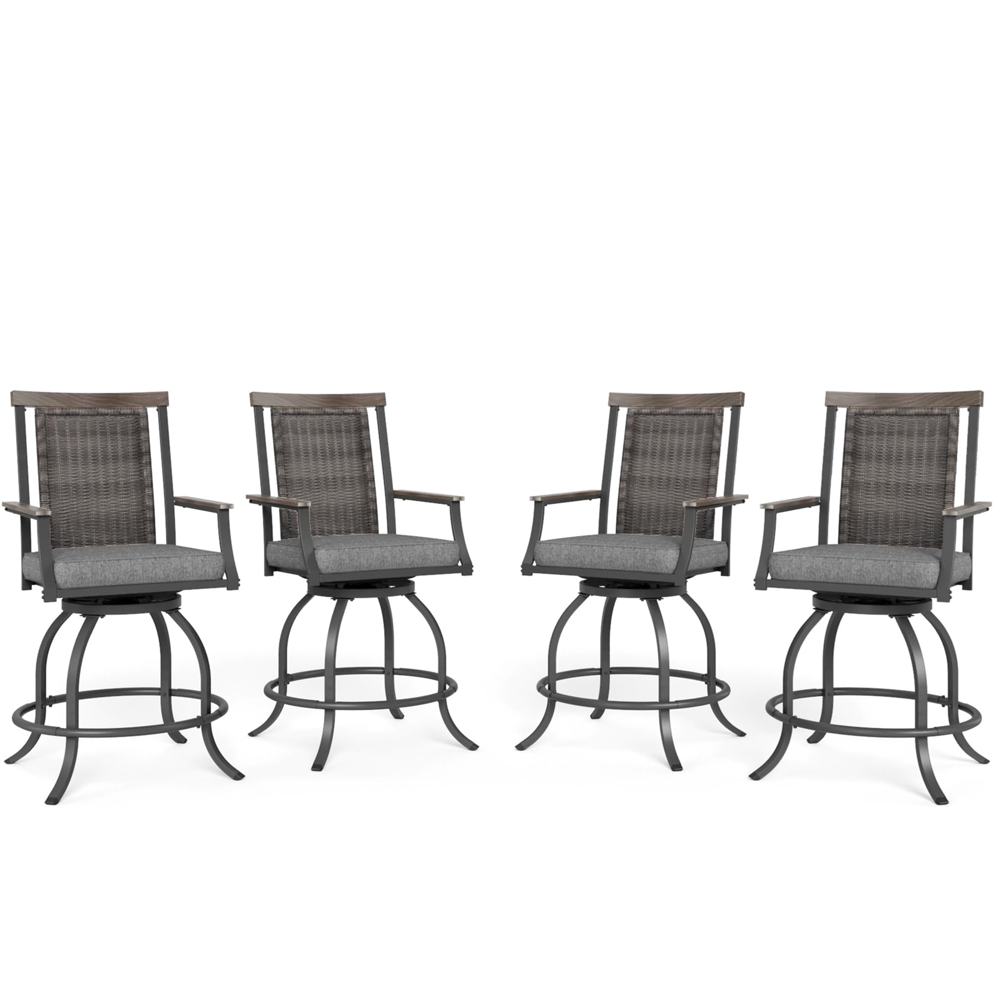 Swivel Rattan Bar Stool Set of 4