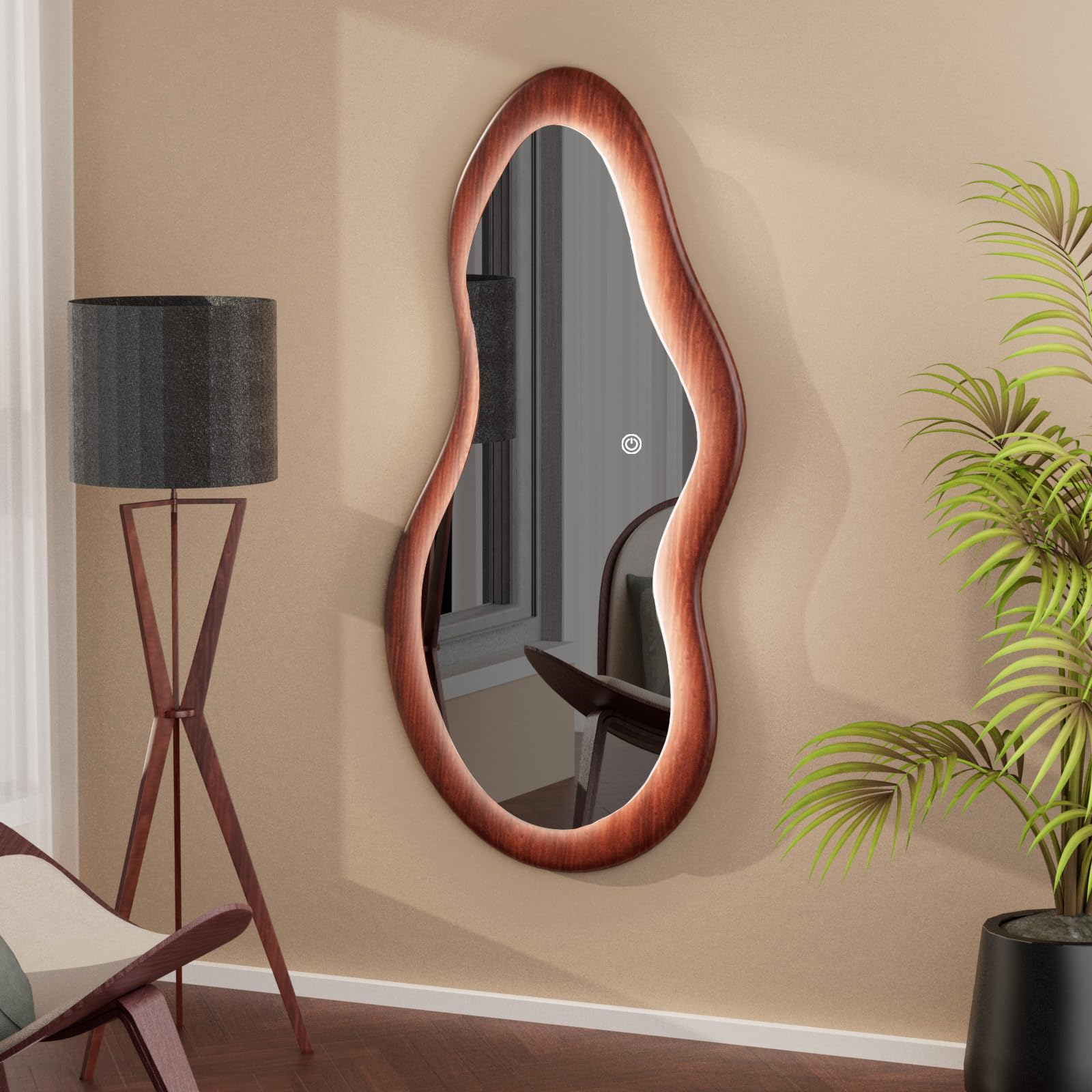 48" LED Wooden Full Length Mirror