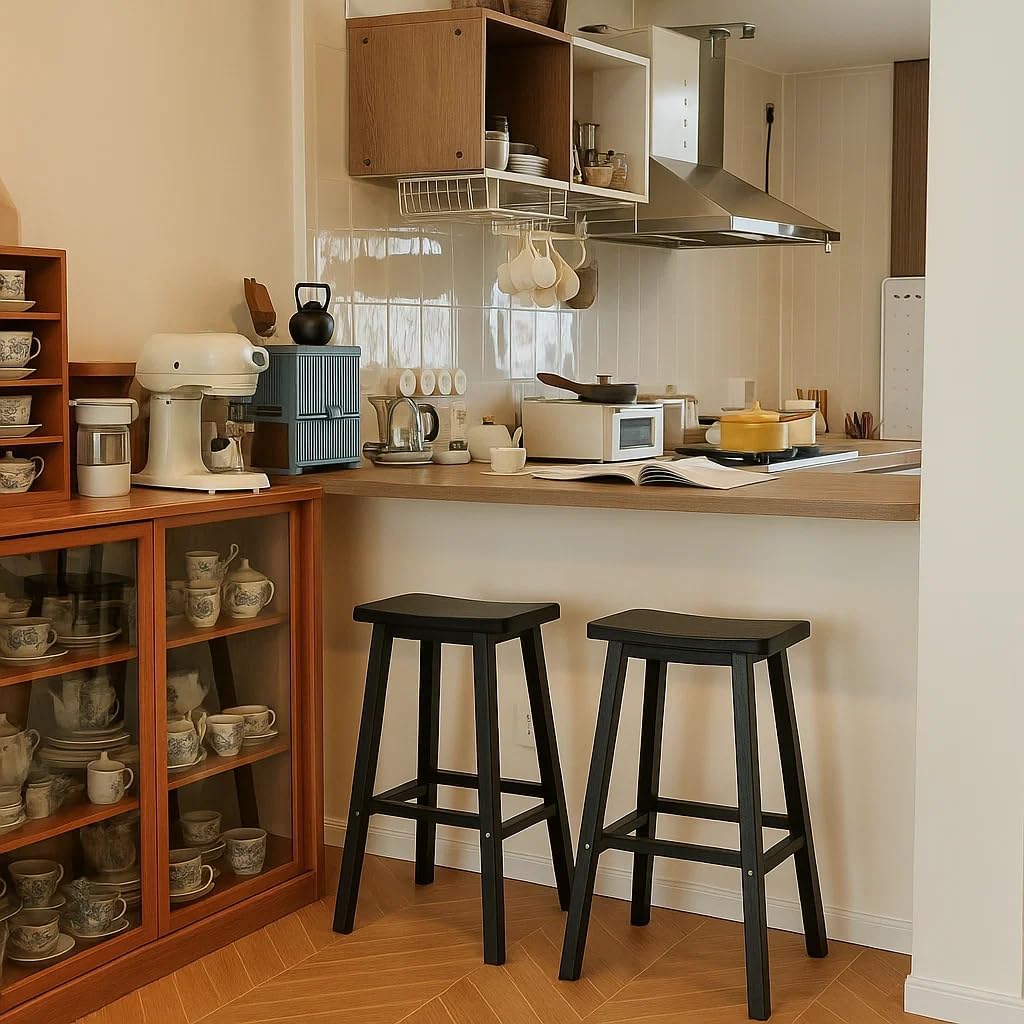 MAIUSCOLI Bar Stools 29'' Outdoor Set of 4, Waterproof Modern Durable Resin Saddle Seat,Counter Stool Sturdy Modern Stylish, All-Weather Barstools for Patio, Balcony, or Kitchen Counter