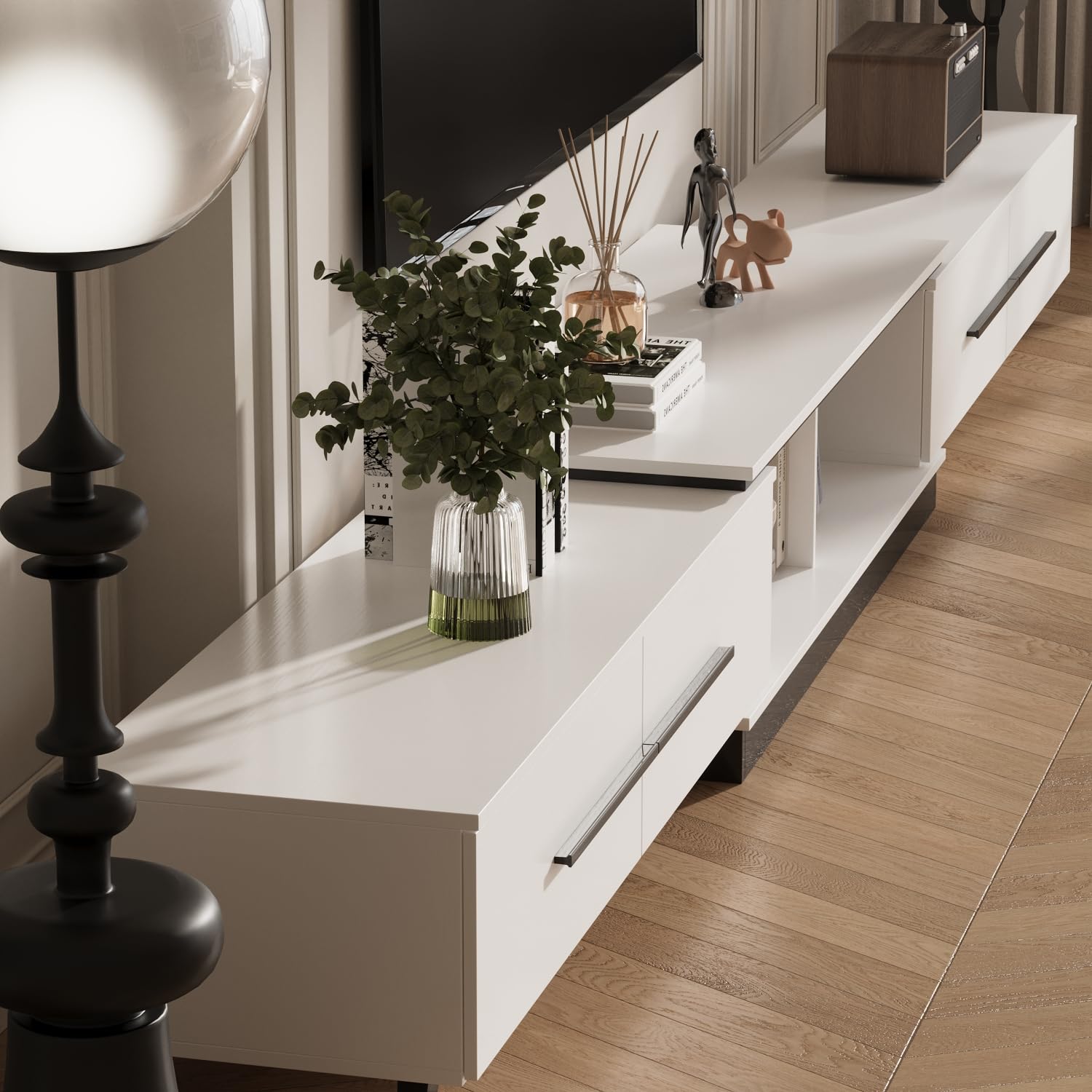 Adjustable TV Stand with Storage for TVs up to 100"