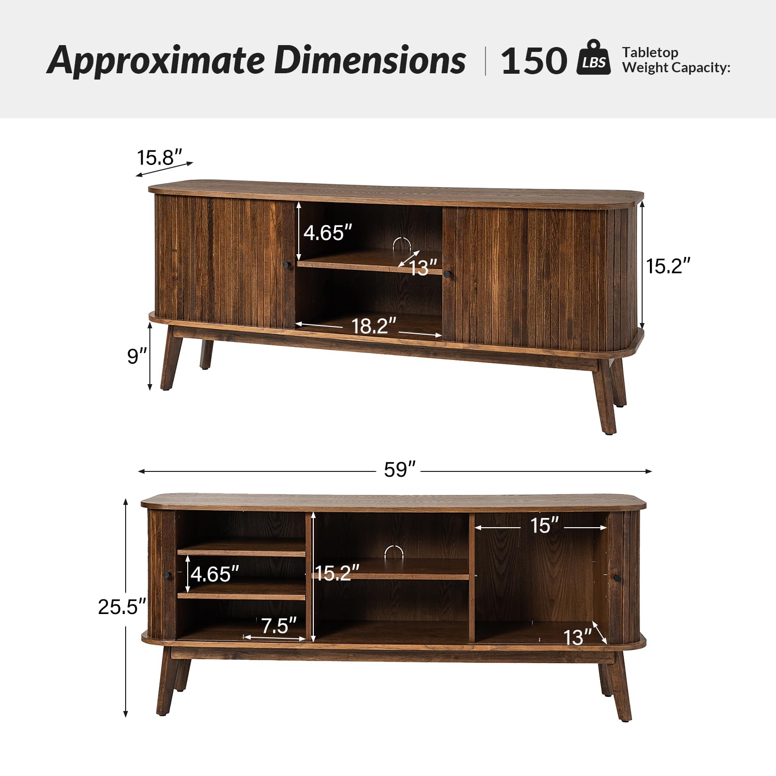 Mid Century Modern TV Stand with Sliding Barn Doors