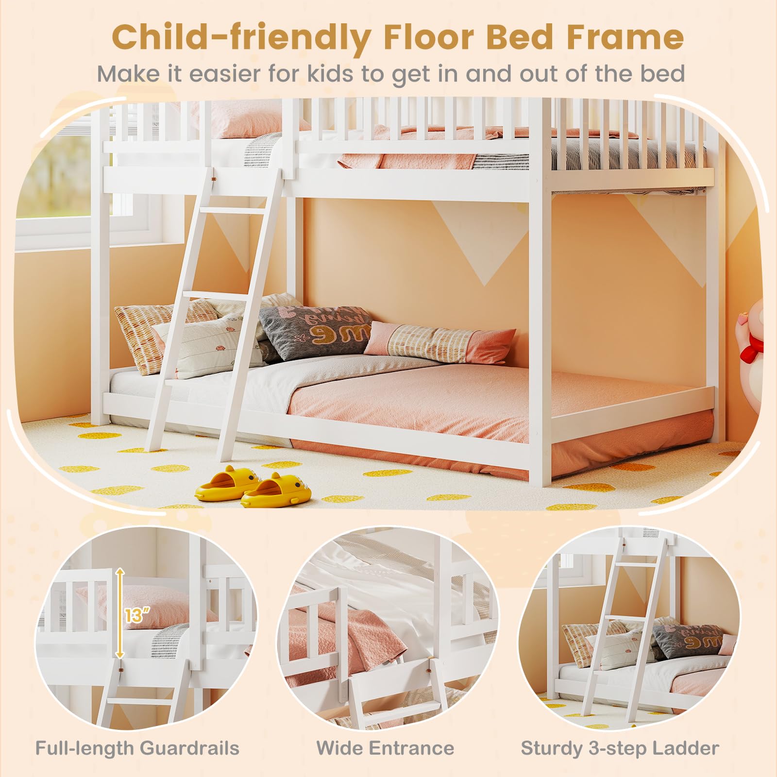 Twin Over Twin House Bunk Bed with Roof
