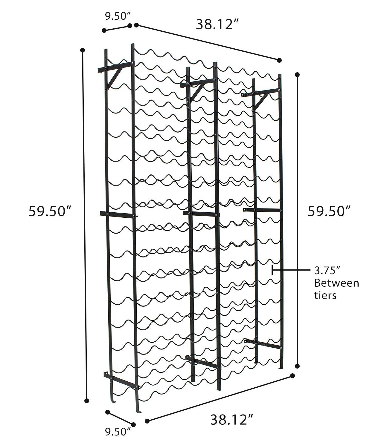 Wine Rack Stand 75 Bottle Floor Standing Metal