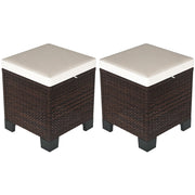2-Piece Outdoor Patio Ottomans with Removable Cushions