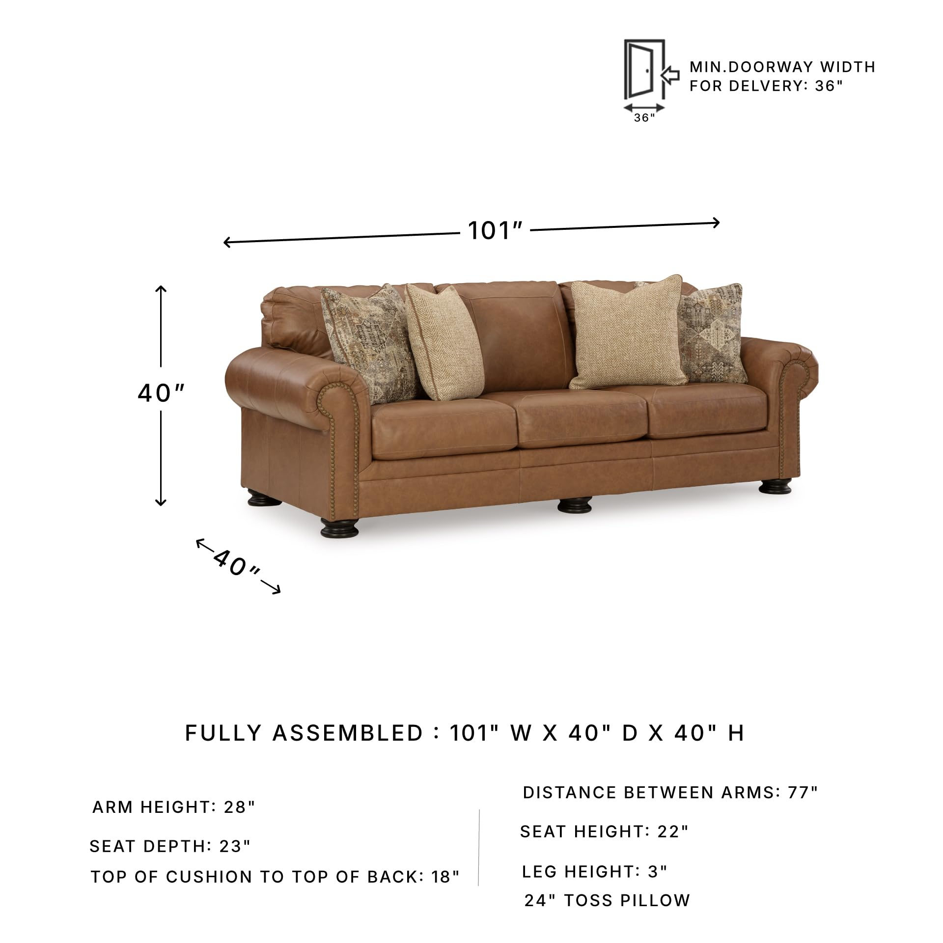 Carianna Leather Sofa with Nailhead Trim