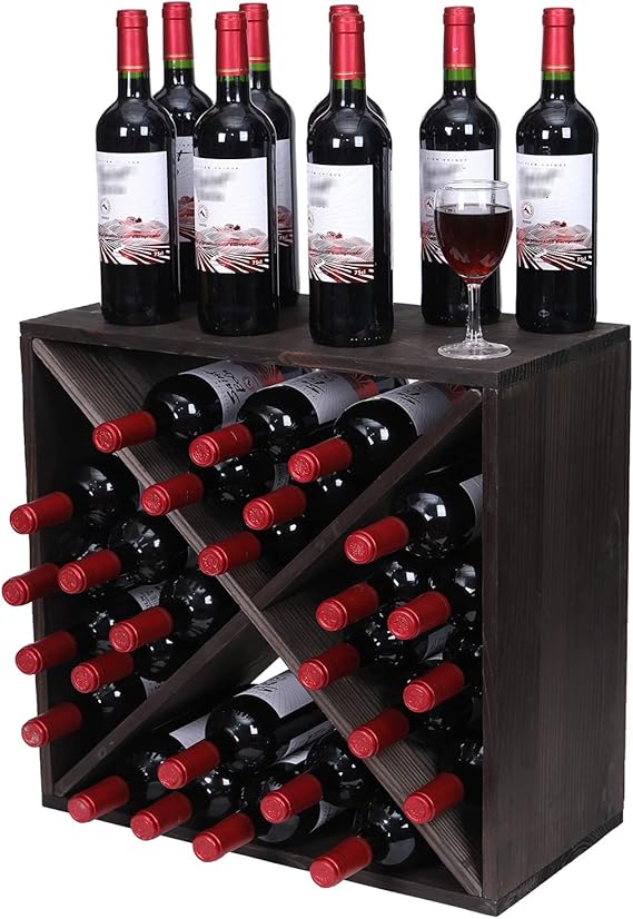 48-Bottle Wooden Wine Rack Countertop Storage