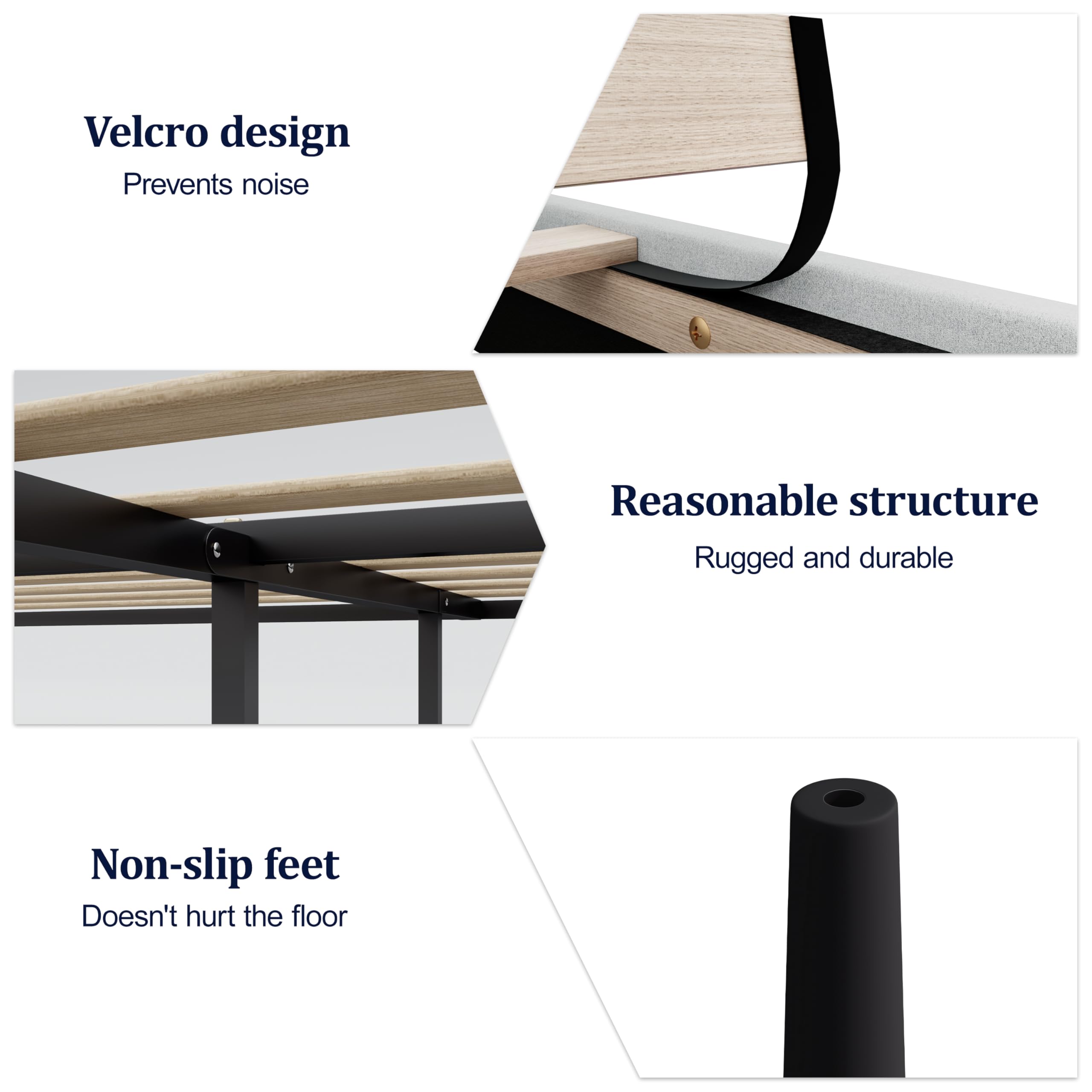 Full Size Upholstered Platform Bed Frame with Headboard