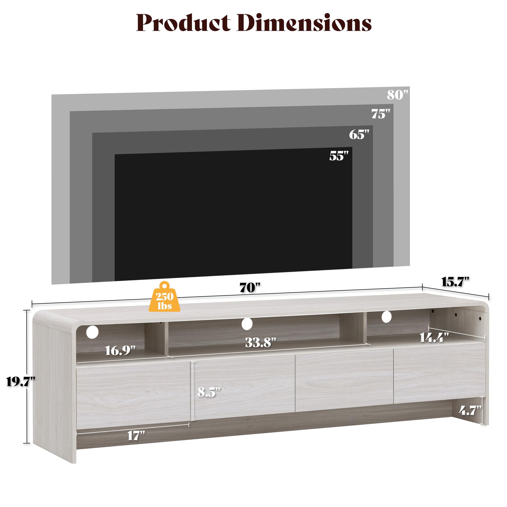 70" Modern TV Stand with Curved Design