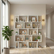 5-Tier S-Shaped Bookcase Set of 2 White