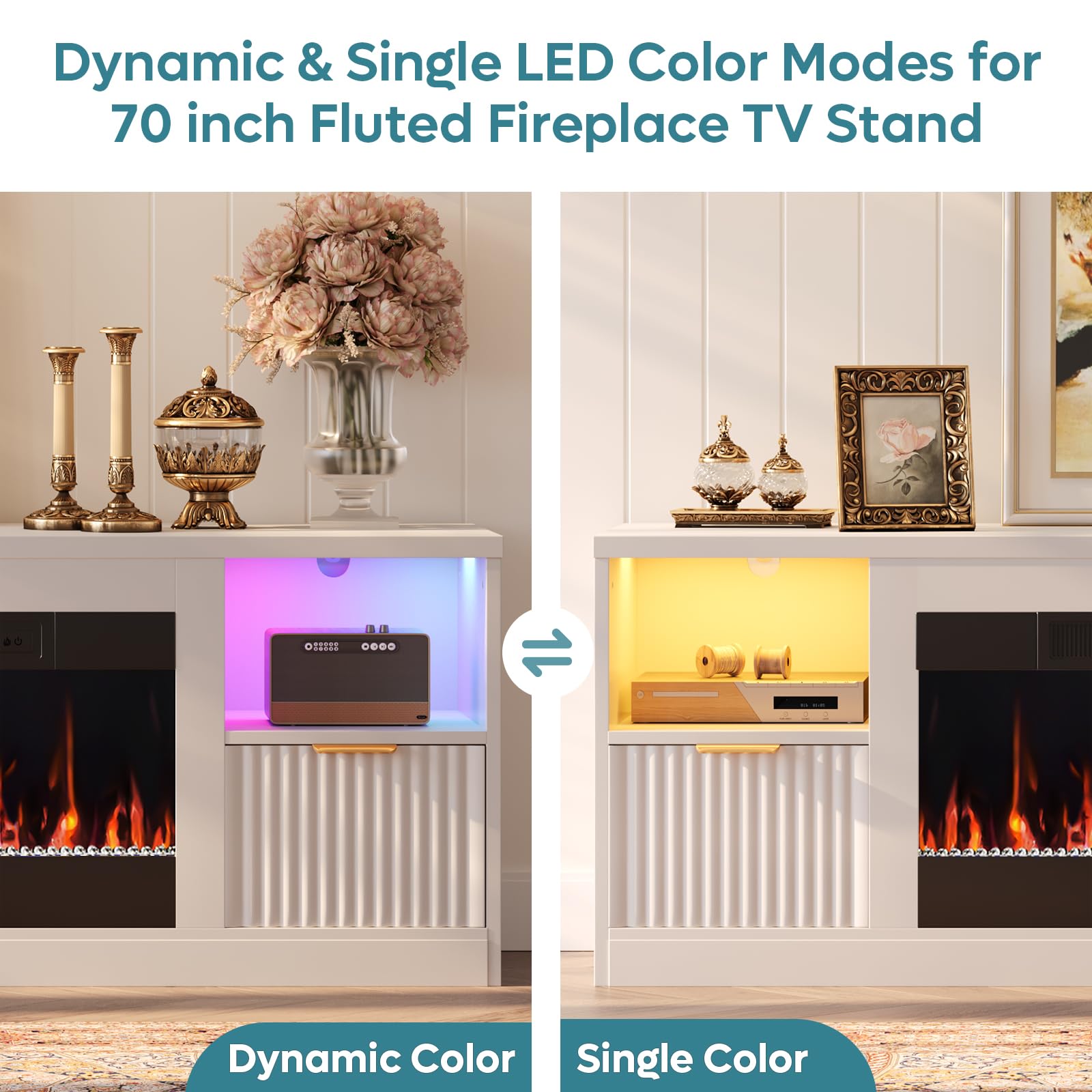 70" LED Fireplace TV Stand with Electric Fireplace