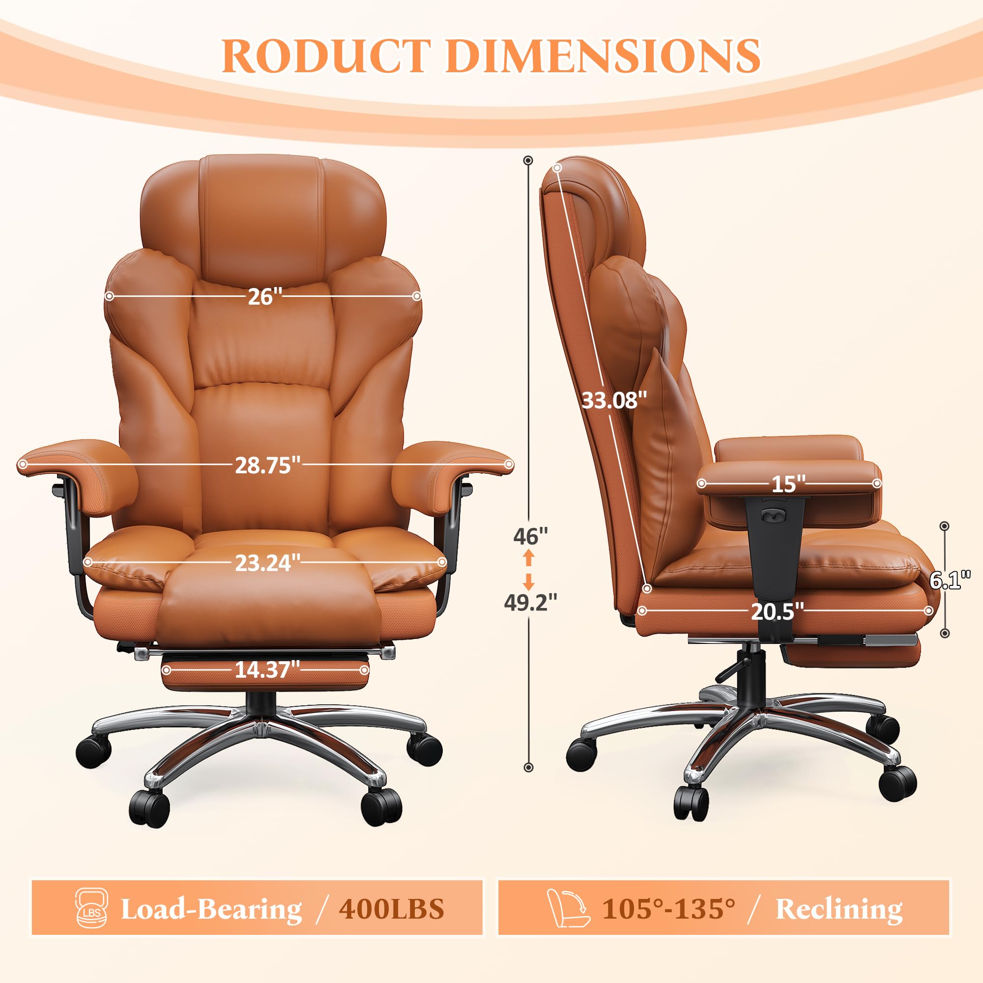 Ergonomic Executive Office Chair with Footrest