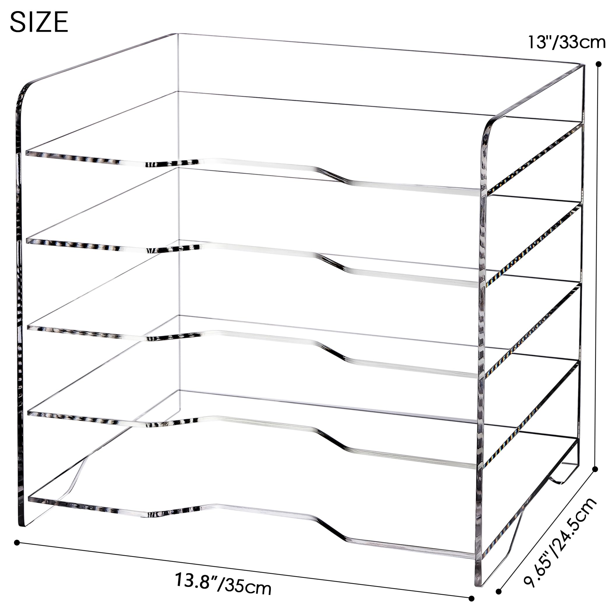 5-Tier Acrylic Desk File Organizer with Handle
