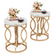 Modern Round End Table Set of 2 - 20" Gold Side Tables