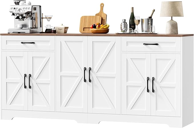 71" Farmhouse Sideboard Buffet Cabinet with Storage