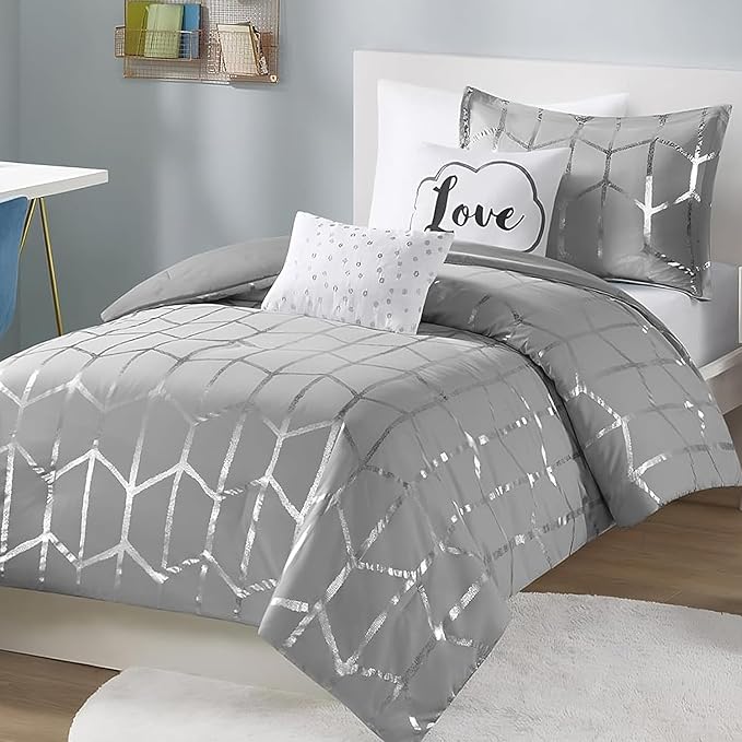Geometric Metallic Comforter Set Full/Queen