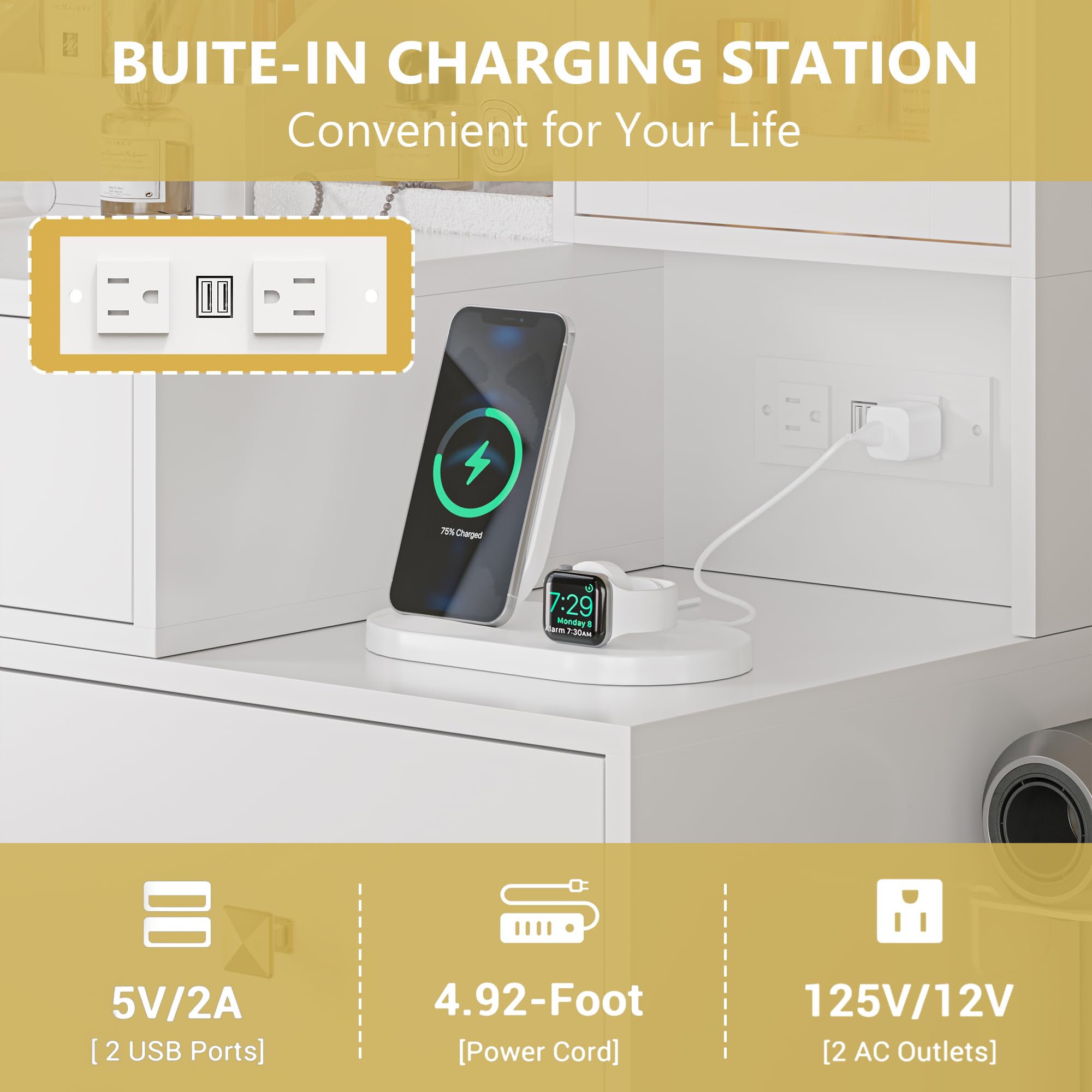 Makeup Vanity Desk with Mirror and Lights