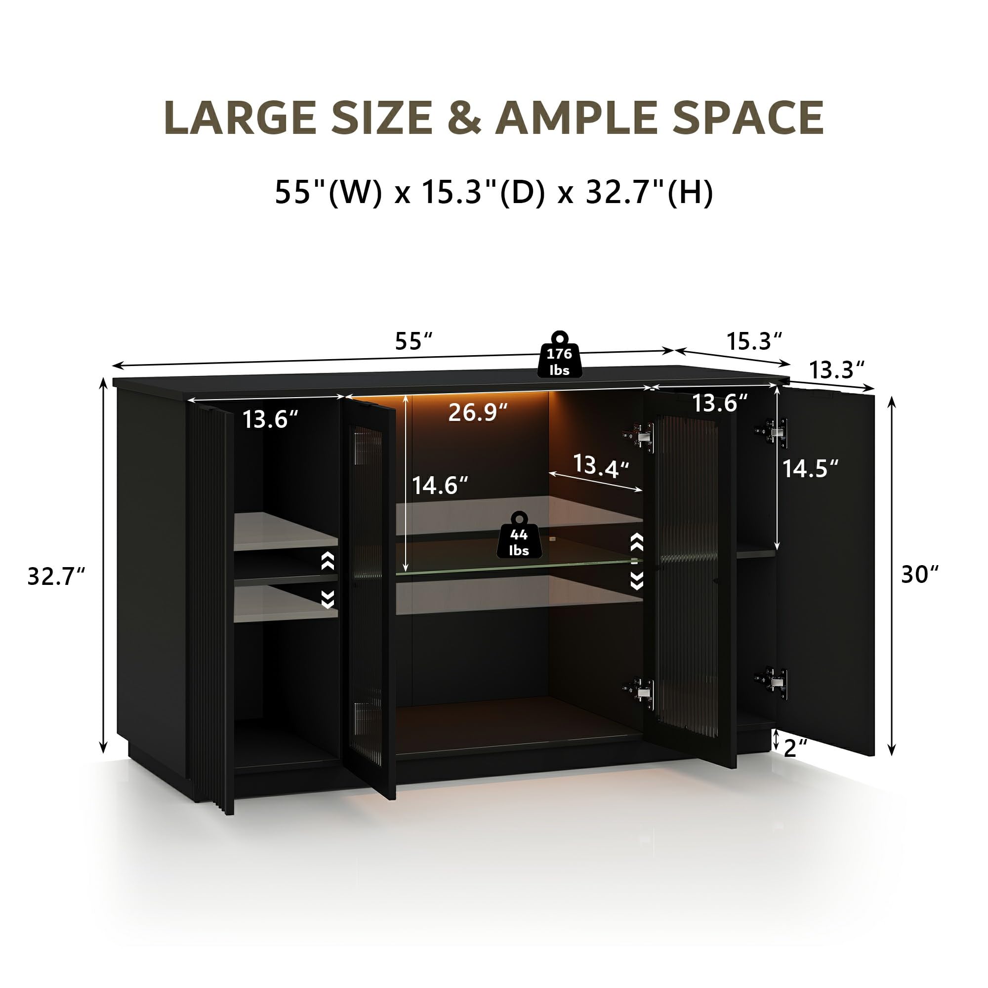 Sideboard Buffet Cabinet with LED Lights