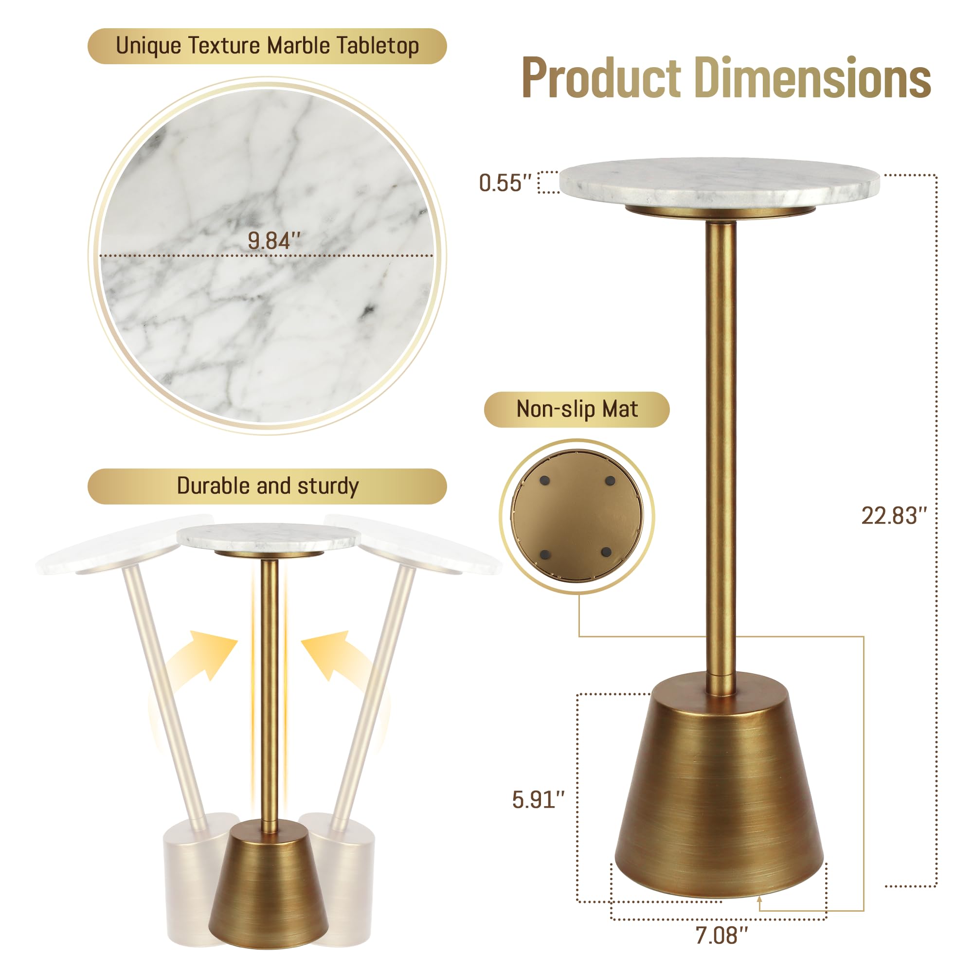 Marble Pedestal Side Table Round End Table
