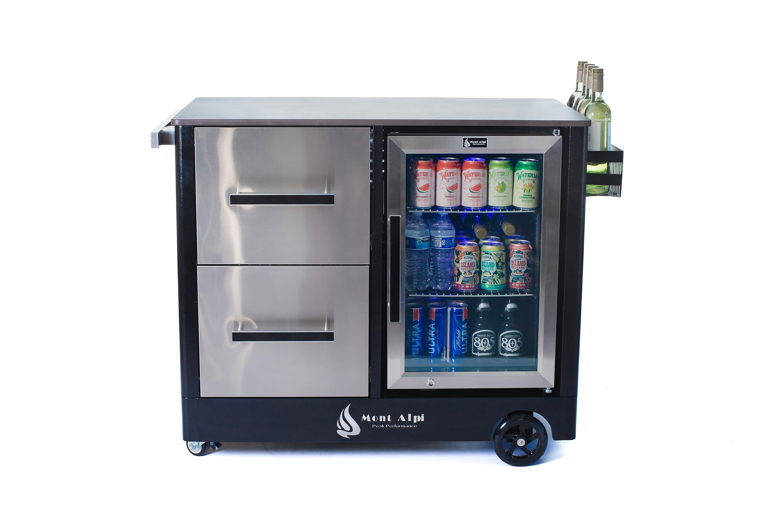 48-Inch Outdoor Kitchen Island Cart with Refrigerator