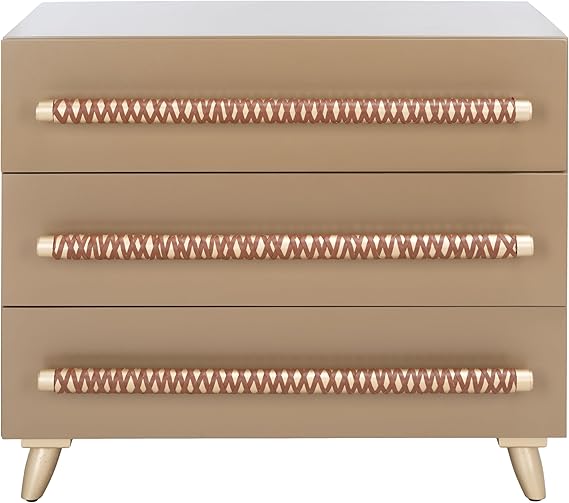 Modern Taupe and Gold 3-Drawer Chest