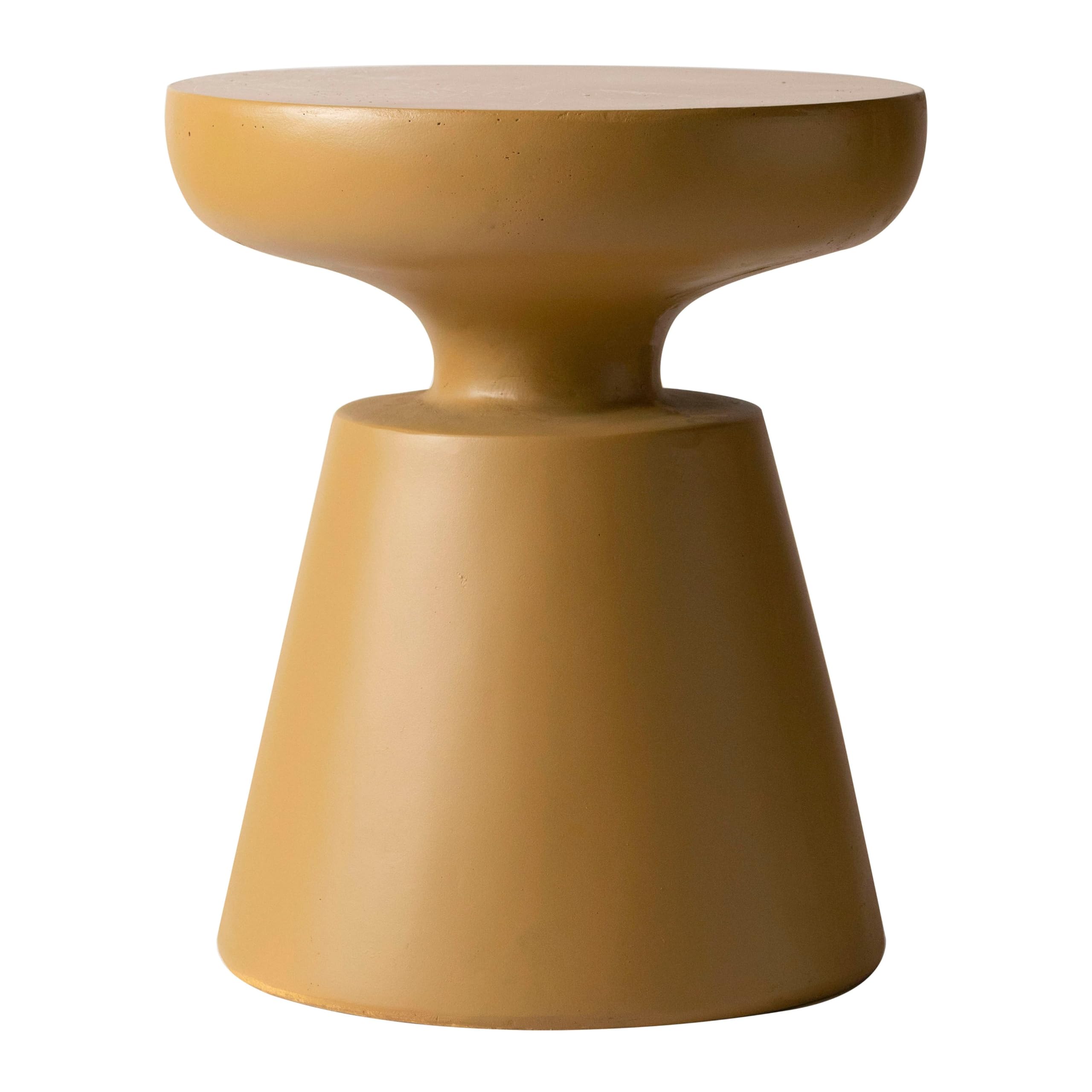 Round Fiberstone Side Table with Pedestal Base