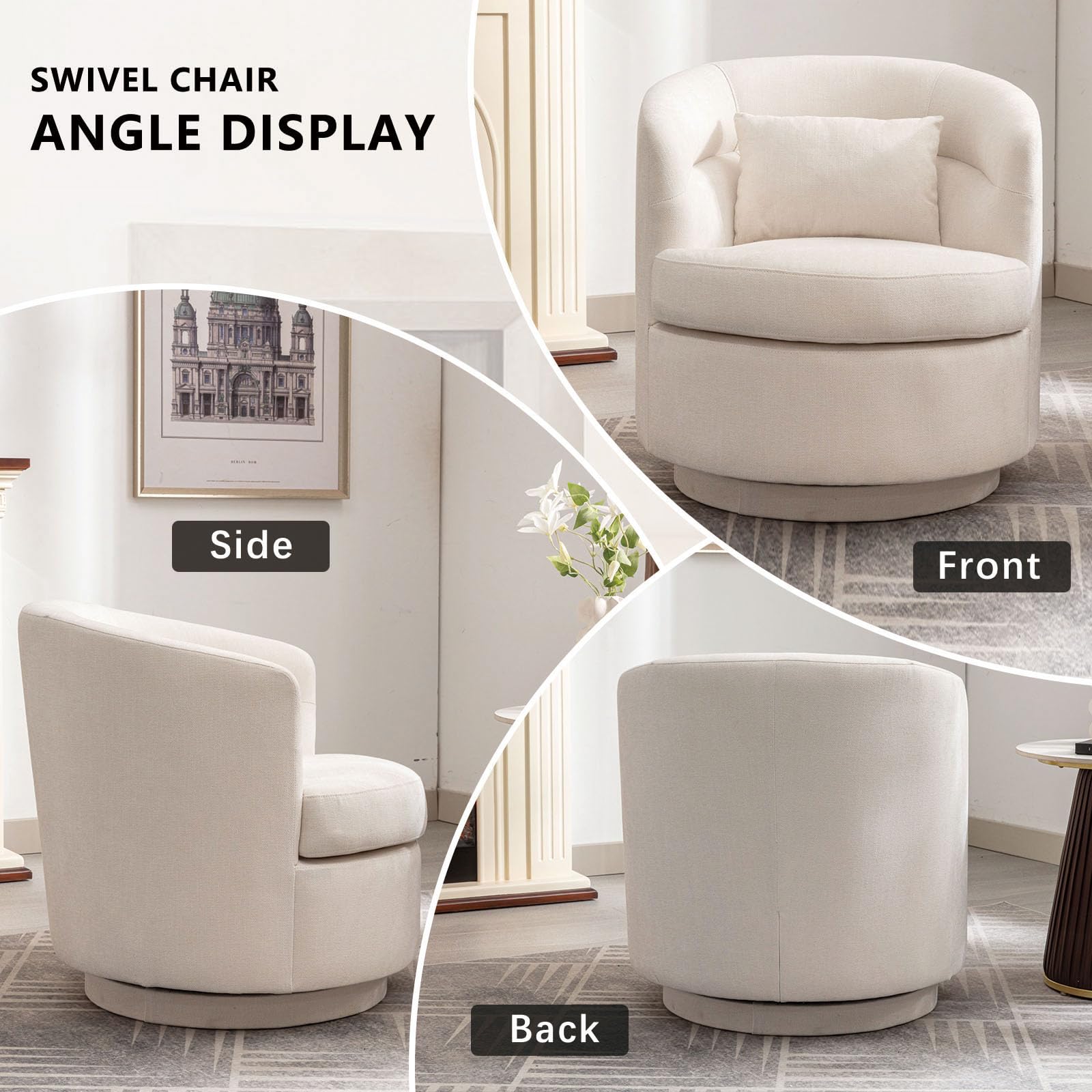 Swivel Accent Chair Set of 2 with Pillow