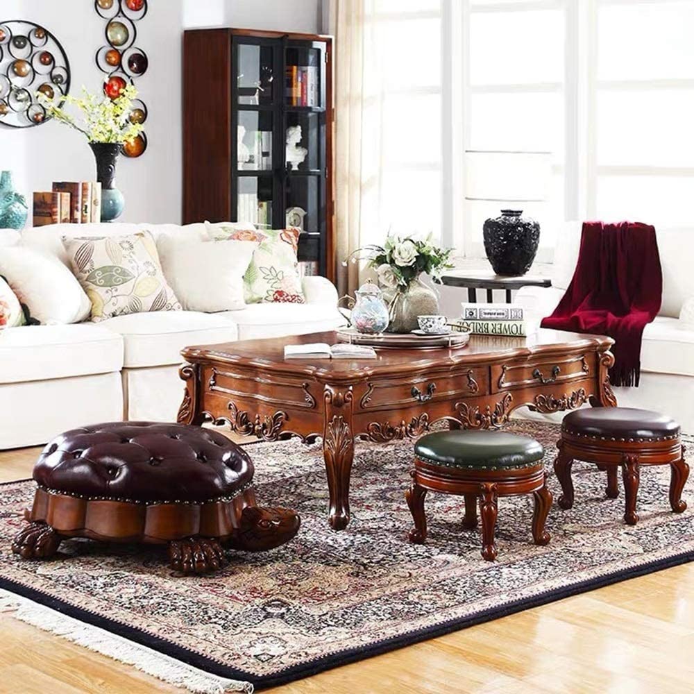 Turtle Footstool Ottoman with Wheels