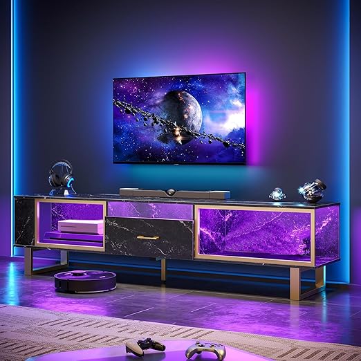 LED Gaming Entertainment Center TV Stand with Storage Drawer