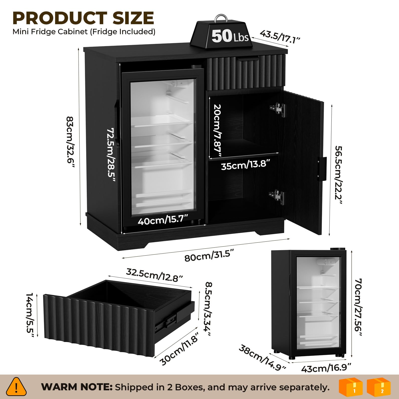 Bar Cabinet with Integrated Fridge