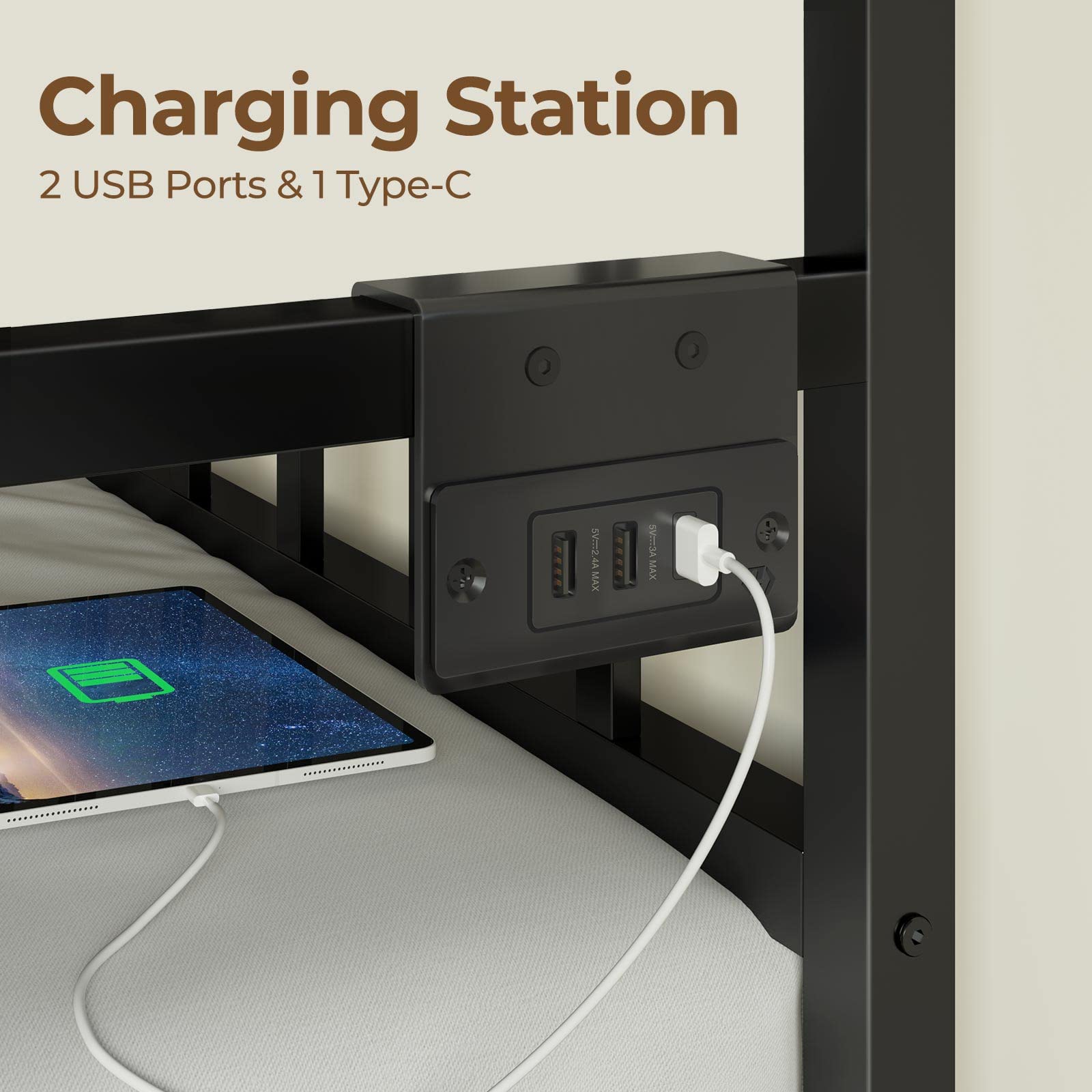 Twin Daybed with Charging Station and LED Lights