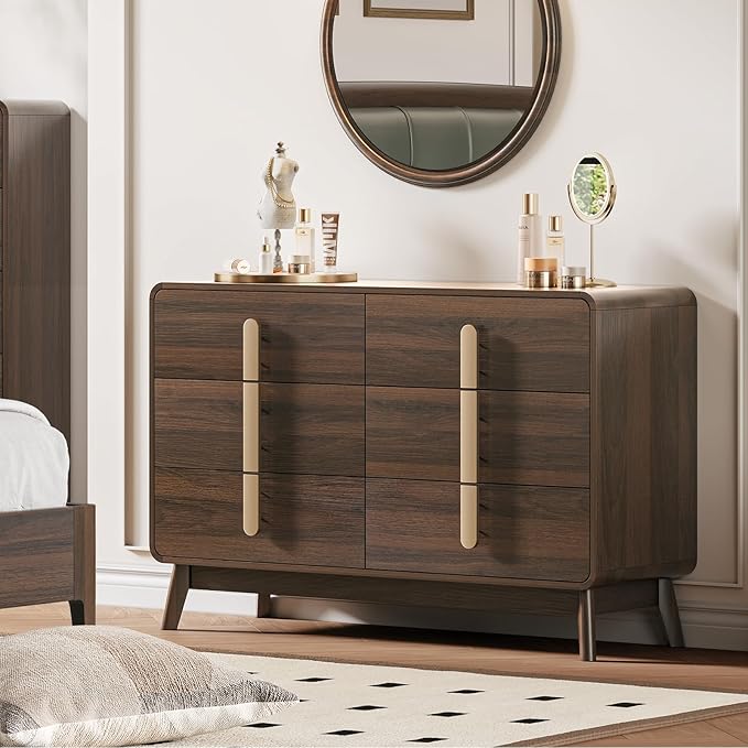 5-Drawer Mid-Century Modern Dresser with Metal Handles