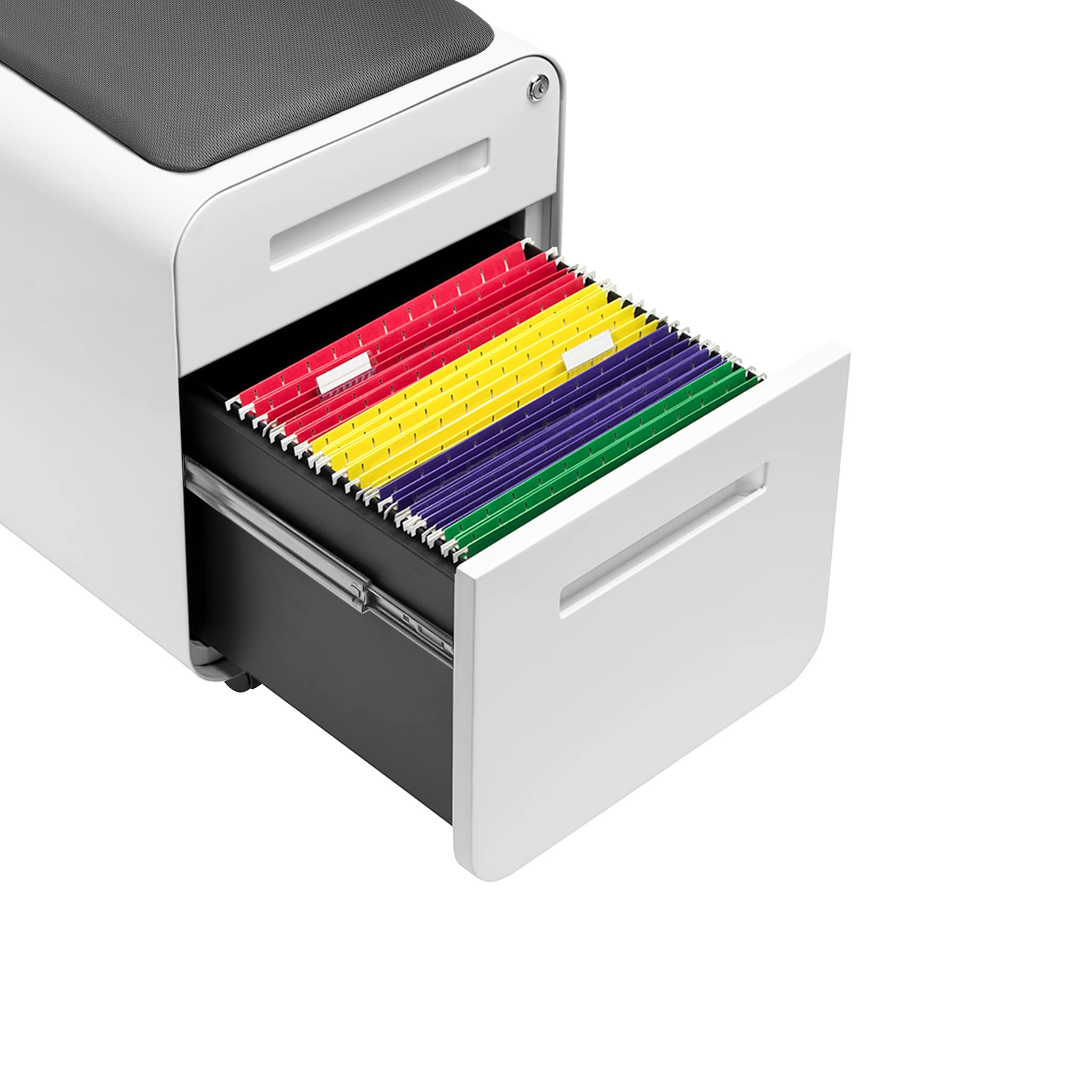 Seated 2-Drawer Mobile File Cabinet with Removable Cushion